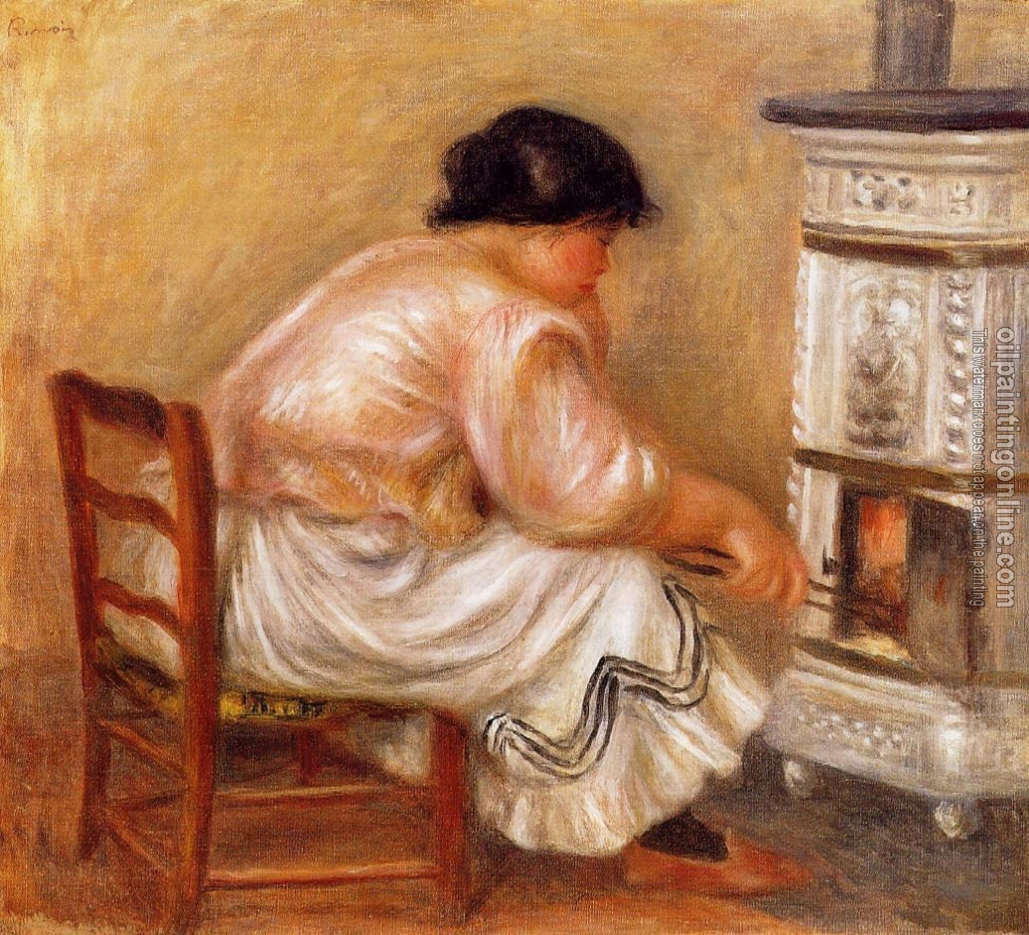 Renoir, Pierre Auguste - Woman Stoking a Stove